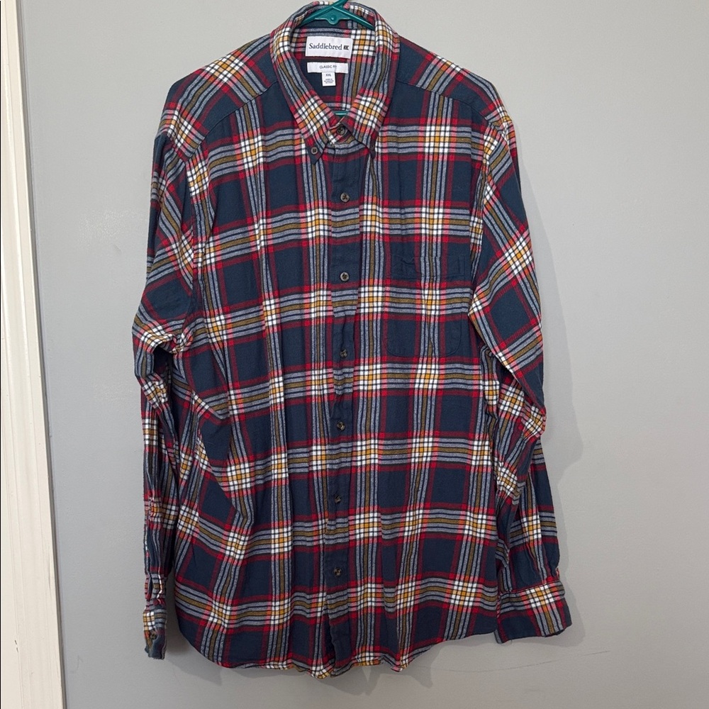 Saddlebred Men's Multicolor flannel Plaid Button Down Shirt size XXL